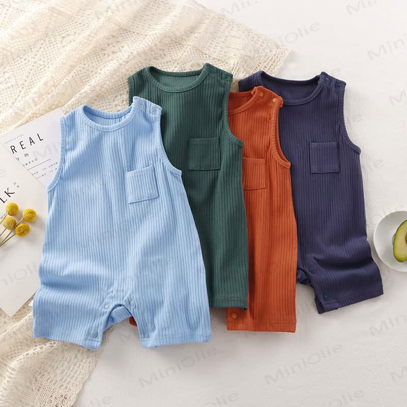 Baby Solid color Sleeveless Romper - image 1
