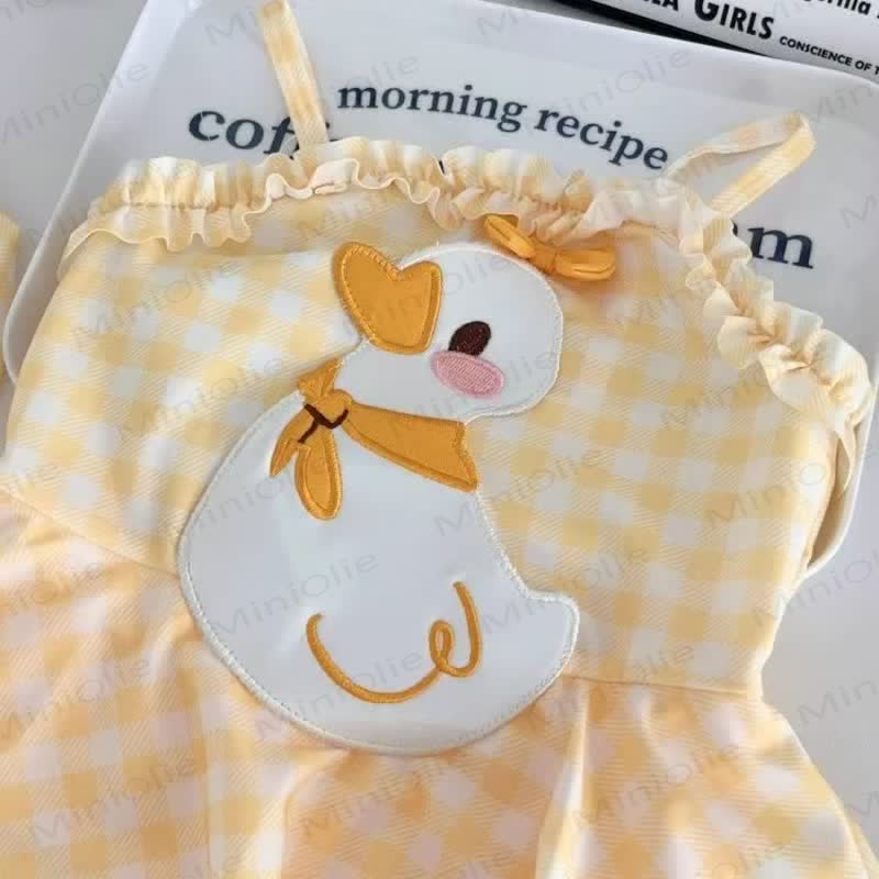 Toddler Girls Yellow Gingham Duck Print Ruffle Swimsuit - image 3