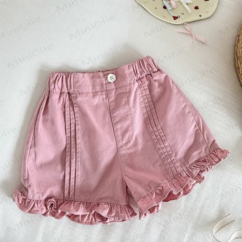 Toddler Girls Ruffle Hem Bloomer Shorts - Pink - 4-5T - image 3