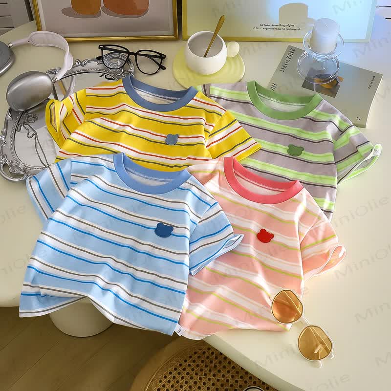 Baby Toddler Bear Striped Casual Summer T-Shirt - image 1