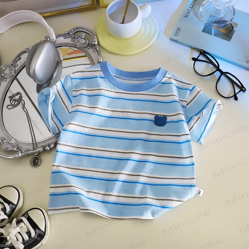 Baby Toddler Bear Striped Casual Summer T-Shirt - Blue - 6-7T - image 2