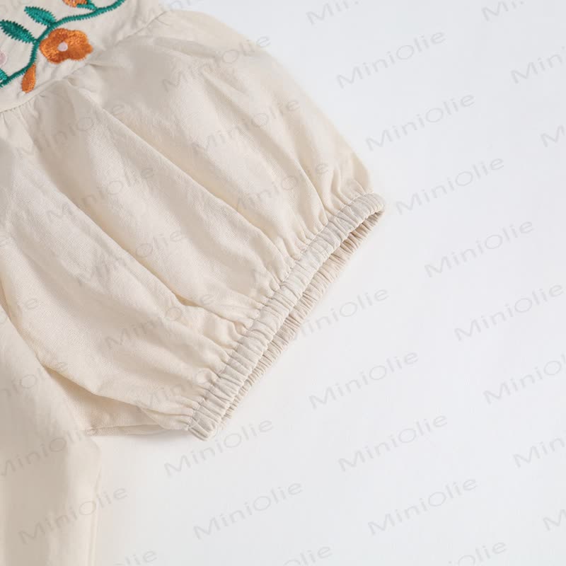 Toddler Girl Floral Embroidered Puff Sleeve Top and Shorts 2-piece Set - image 5