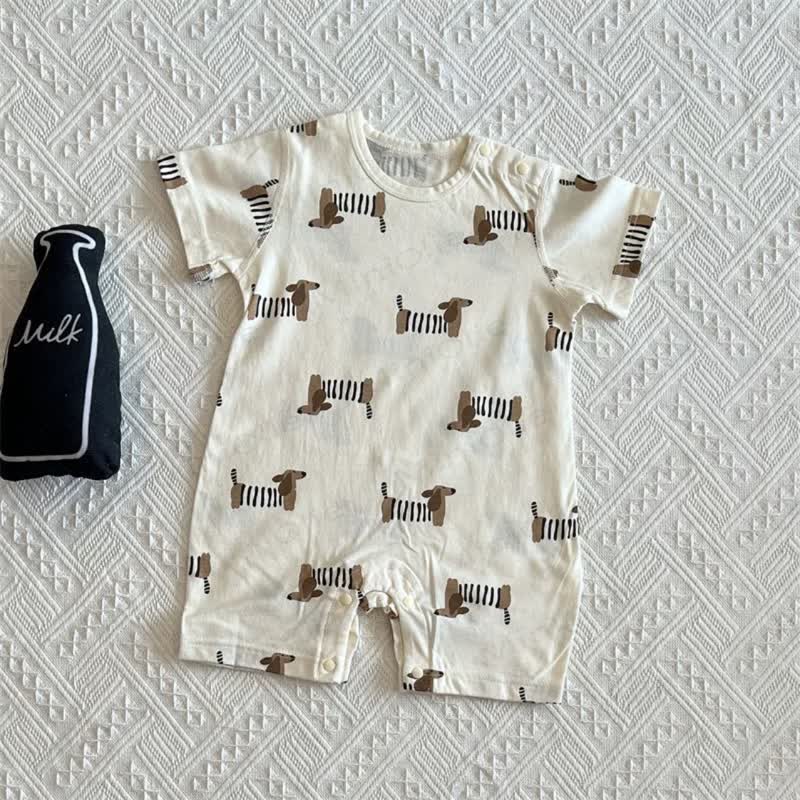 Baby Cotton Dachshund Print Soft Romper - image 2