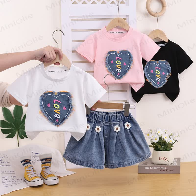 LOVE Girls Heart Denim Sleeveless Set - image 4