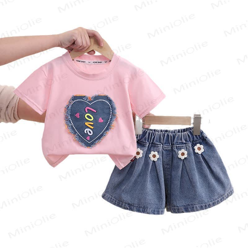 LOVE Girls Heart Denim Sleeveless Set - image 6
