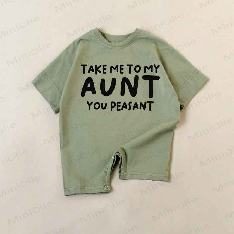 TAKE ME TO MY AUNT YOU PEASANT Baby Green Print Romper - Green - 18-24M - image 1