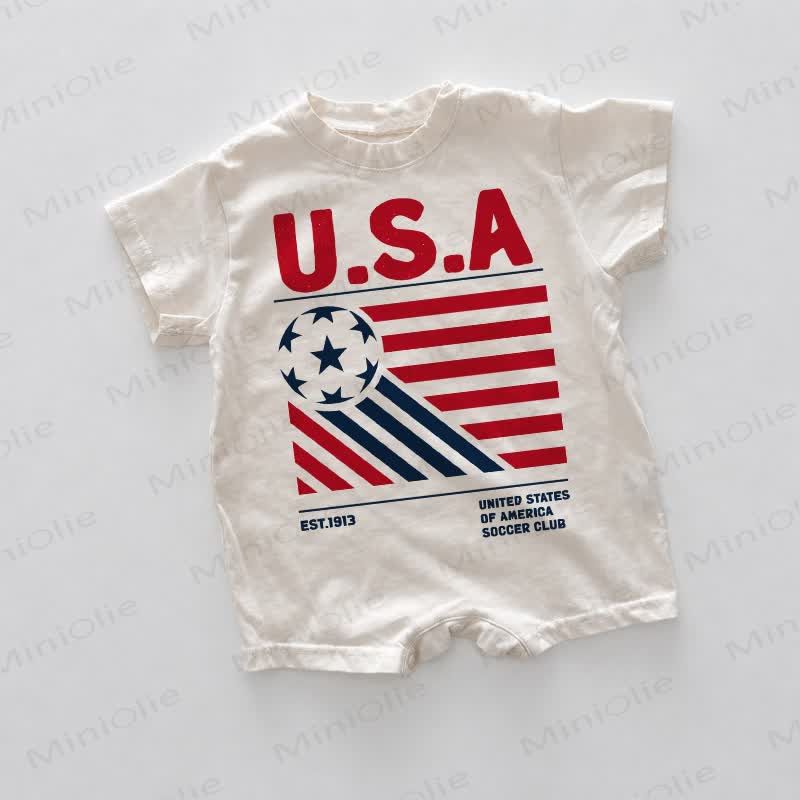 U.S.A EST.1913 UNITED STATES OF AMERICA SOCCER CLUB Baby White Slogan Romper - White - 18-24M - image 1