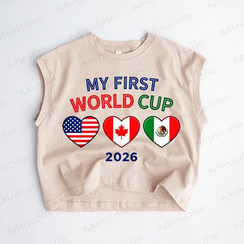 MY FIRST WORLD CUP 2026 Baby Toddler Heart Shape Khaki Tank Top - Khaki - 3-5T - image 1