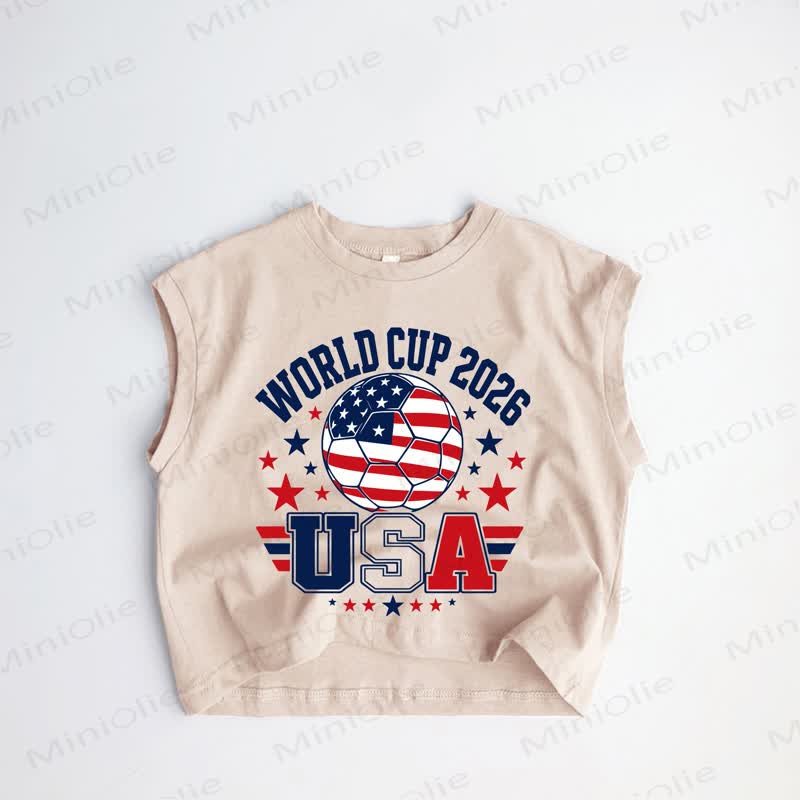 WORLD CUP 2026 USA Baby Toddler Football Khaki Tank Top - Khaki - 3-5T - image 1