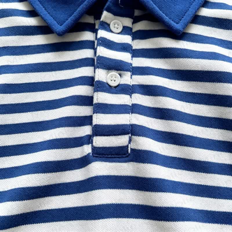 Baby Boys Striped Polo Shirt and Blue Shorts 2-piece Set - image 6