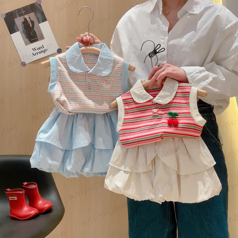 Toddler Girl Stripe Sleeveless Polo Skort Set - image 1