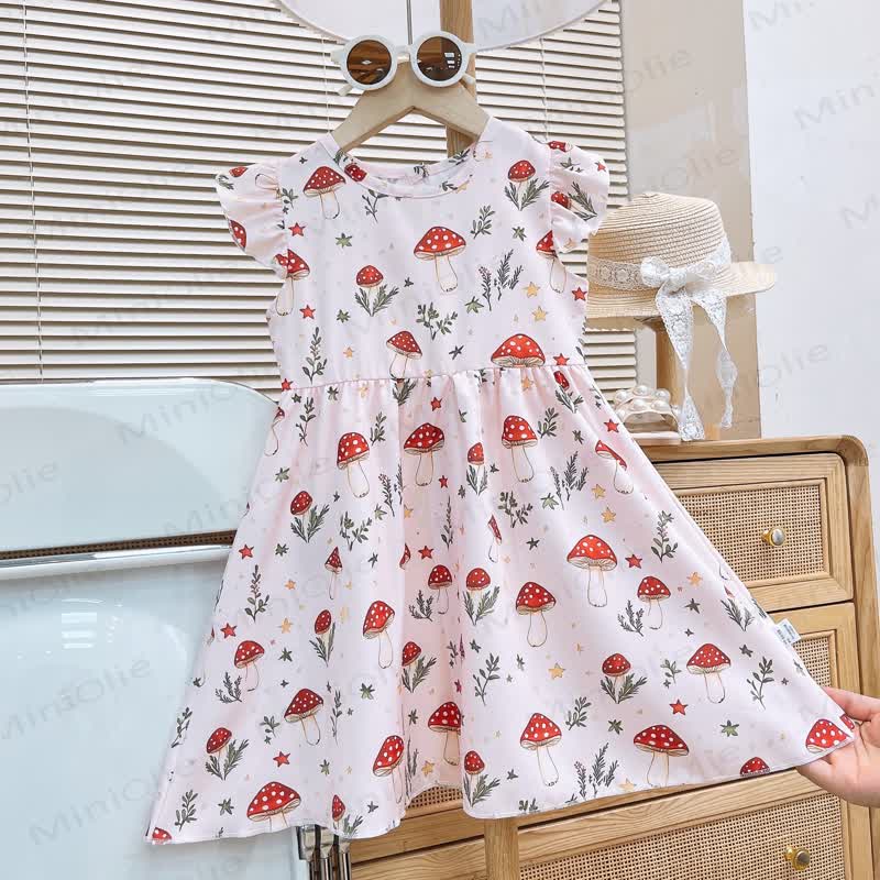 Toddler Baby Girl Flutter Sleeve Summer Dress - Pink Mushroom - 8-9T - image 2