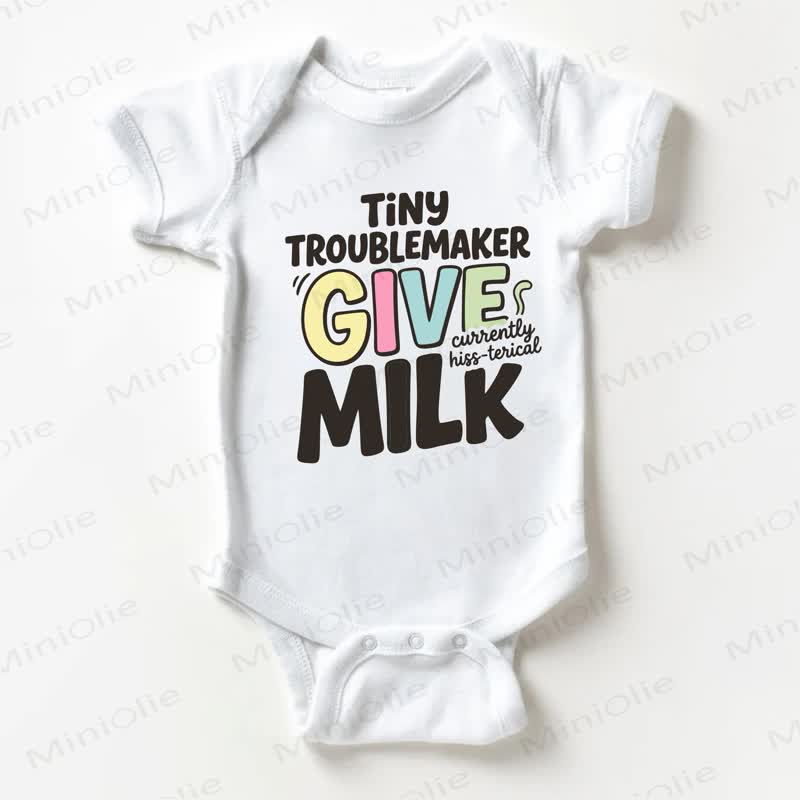 TINY TROUBLEMAKER GIVE MILK Baby White Bodysuit - White - 18-24M - image 1