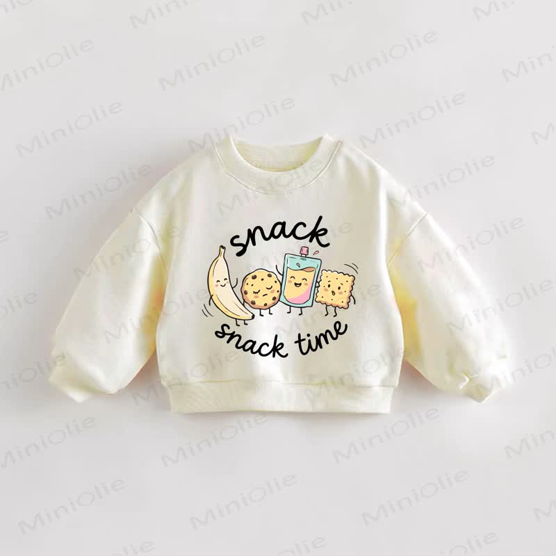 SNACK SNACK TIME Baby Toddler Cream Sweatshirt - Cream - 3-5T - image 1