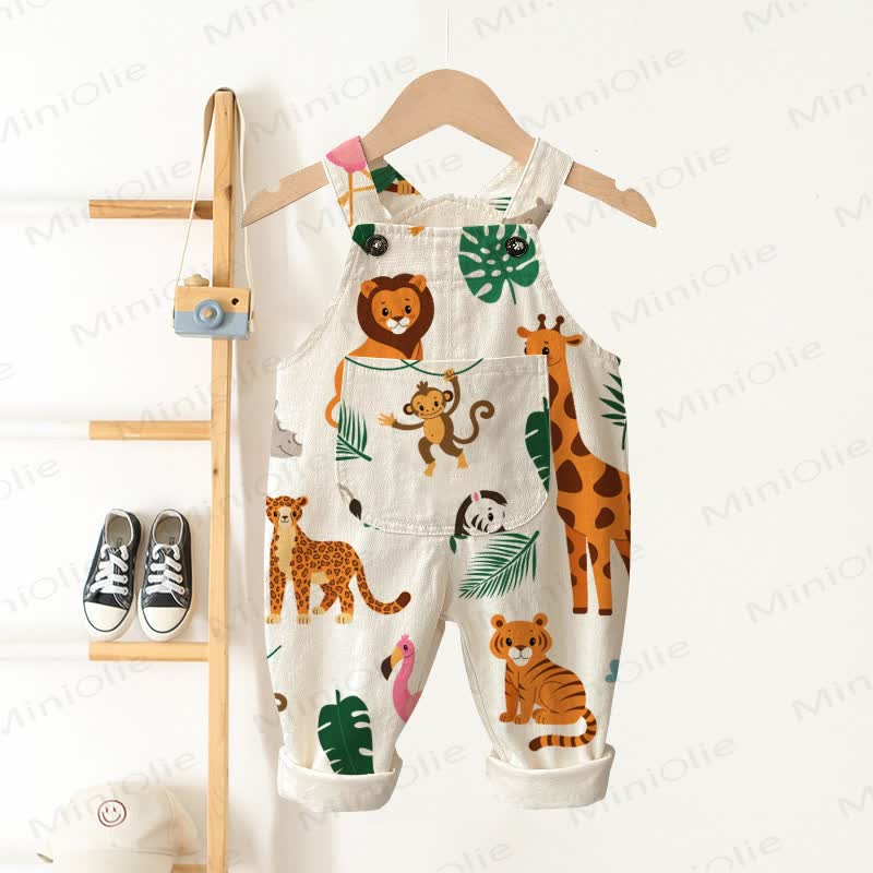 Baby Toddler Animal Print Overalls  - Beige - 3-5T - image 1