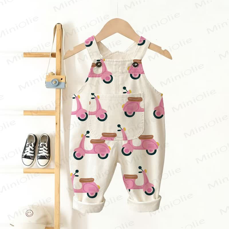 Baby Toddler White Motorcycle Pocket Overalls - White - 3-5T - image 1