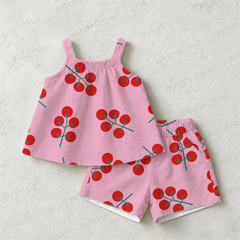 Baby Toddler Pink Tomato Strap Top and Shorts 2-piece Set - Pink - 3-5T - image 1