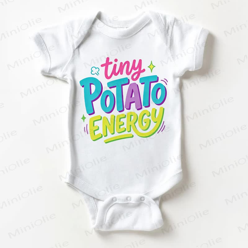 TINY POTATO ENERGY Baby Slogan White Bodysuit - White - 18-24M - image 1