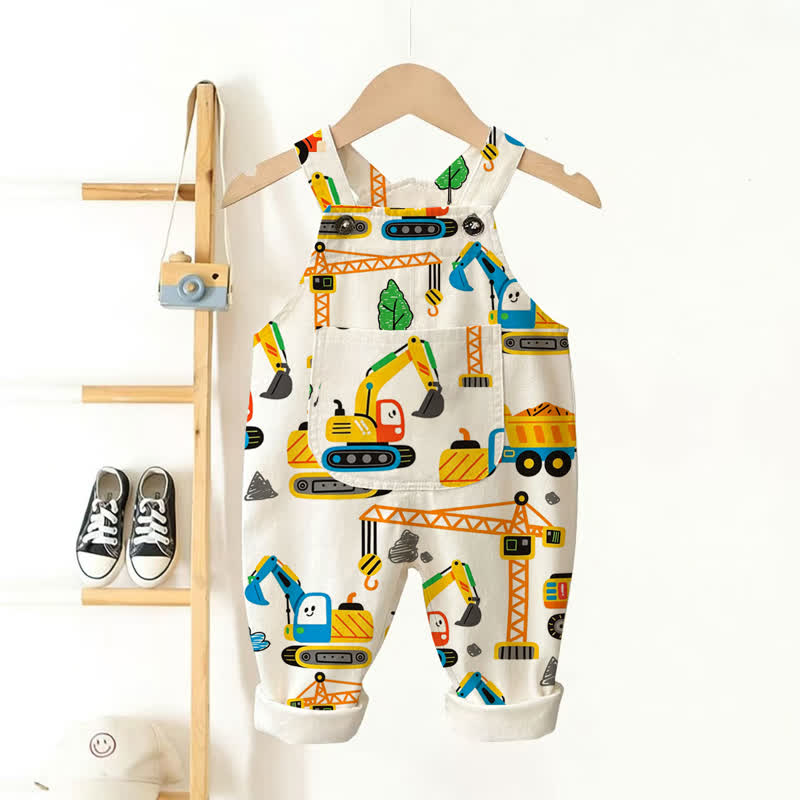 Baby Toddler Boys Excavators Overalls - White - 3-5T - image 1