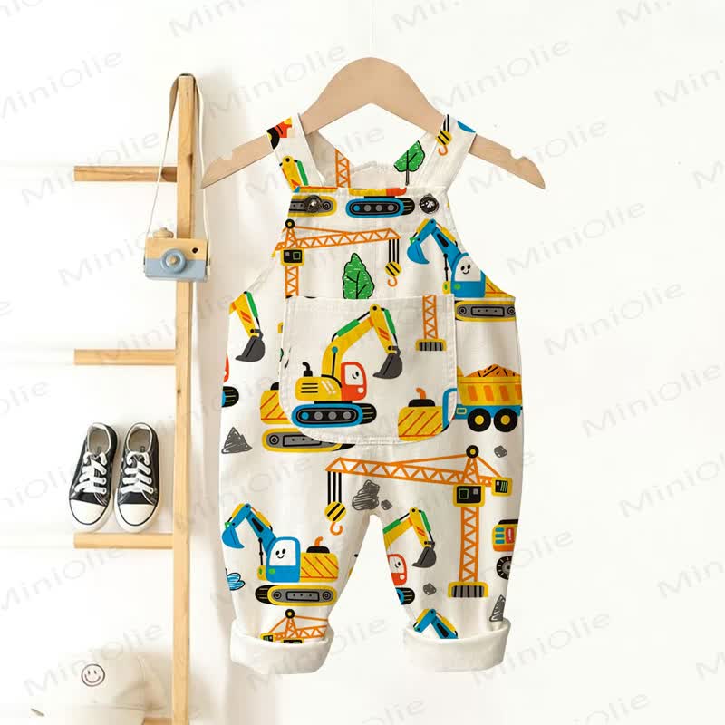 Baby Toddler Boys Excavators Overalls - White - 3-5T - image 1