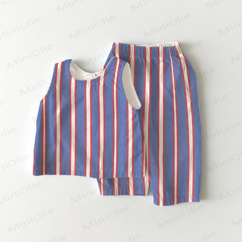 Baby Blue Striped 2-piece Sleeveless Set - Blue - 3-4T - image 1