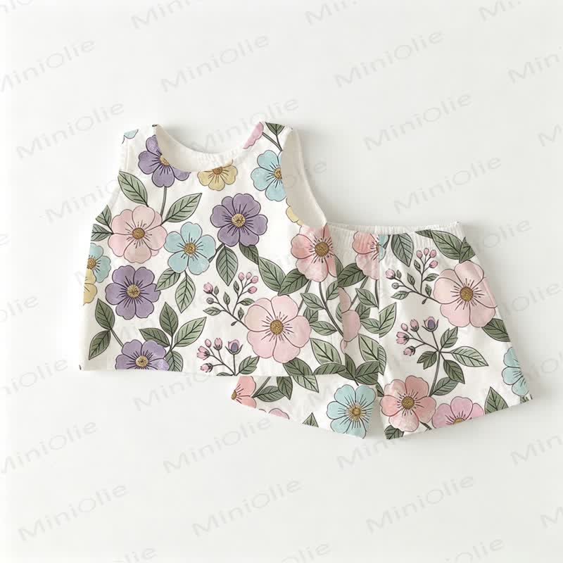 Baby Toddler White Flower Print Top and Shorts 2-piece Set - White - 3-4T - image 1
