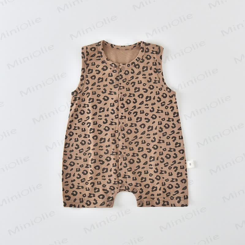 Baby Soft Knit Leopard Print Short Sleeves or Sleeveless Romper - Yellow Sleeveless Romper - 18-24M - image 2