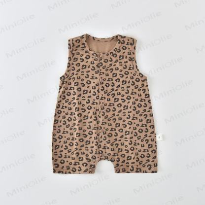 Baby Soft Knit Leopard Print Short Sleeves or Sleeveless Romper - Yellow Sleeveless Romper - 18-24M - image 2