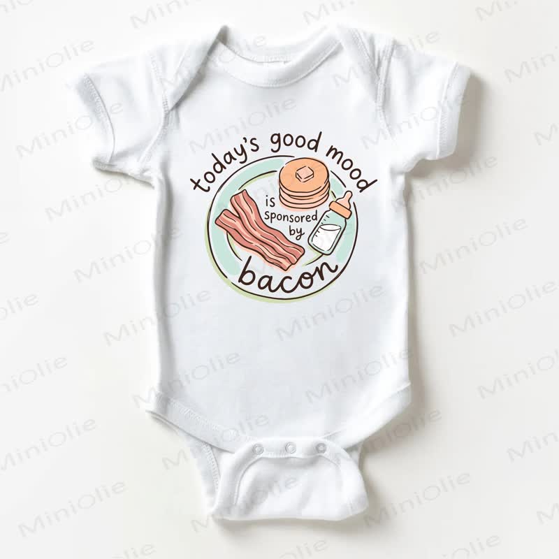 TODAY'S GOOD MOOD IS SPONSORED BY BACON Baby Bacon Print White Bodysuit - White - 18-24M - image 1