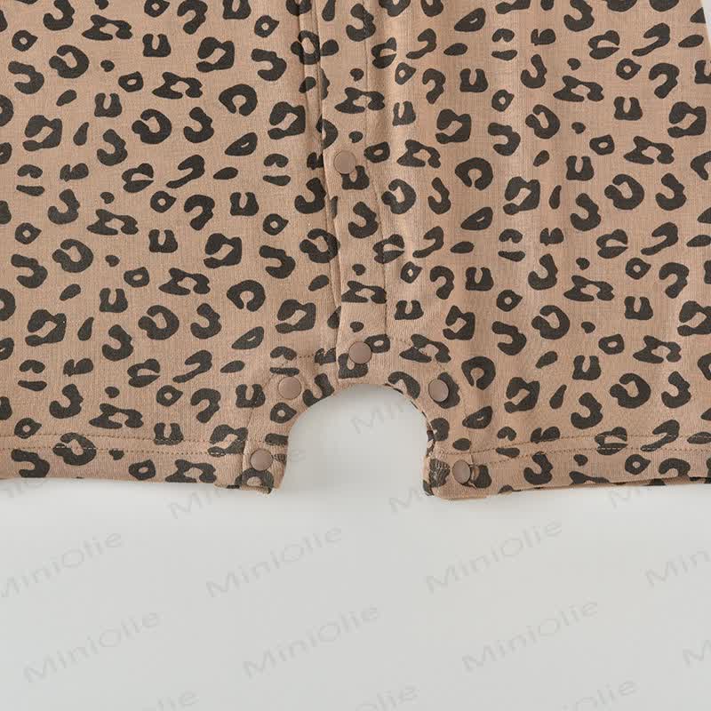 Baby Soft Knit Leopard Print Short Sleeves or Sleeveless Romper - image 3