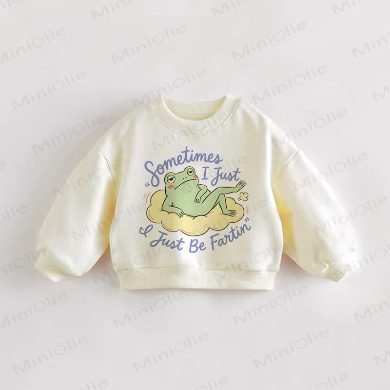 SOMETIMES I JUST BE FANTIN Baby Toddler Frog Cream Sweatshirt - Cream - 3-5T - image 1