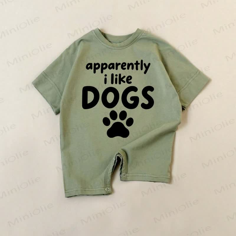 APPARENTLY I LIKE DOGS Baby Green Slogan Romper - Green - 18-24M - image 1