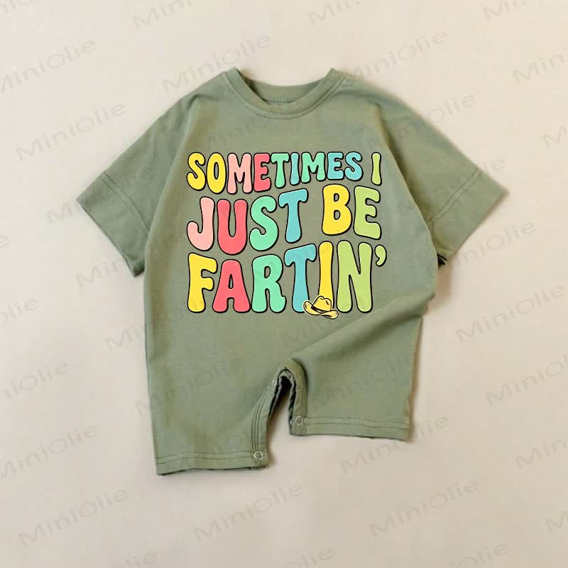 SOMETIMES I JUST BE FARTIN' Baby Green Slogan Romper - Green - 18-24M - image 1