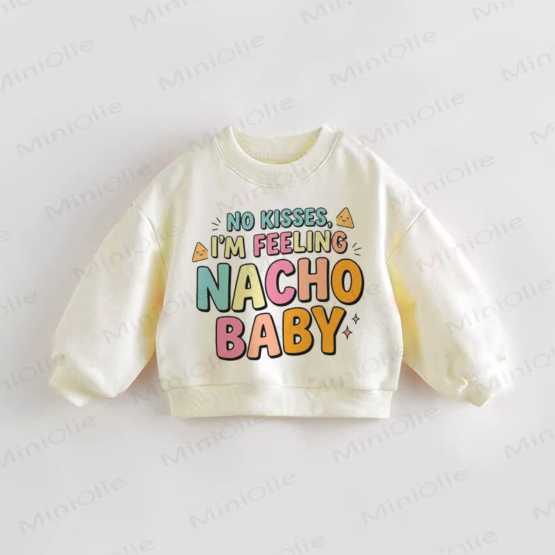 NO KISSES I'M FEELING NECHO BABY Baby Print Toddler Sweatshirt - Cream - 3-5T - image 1