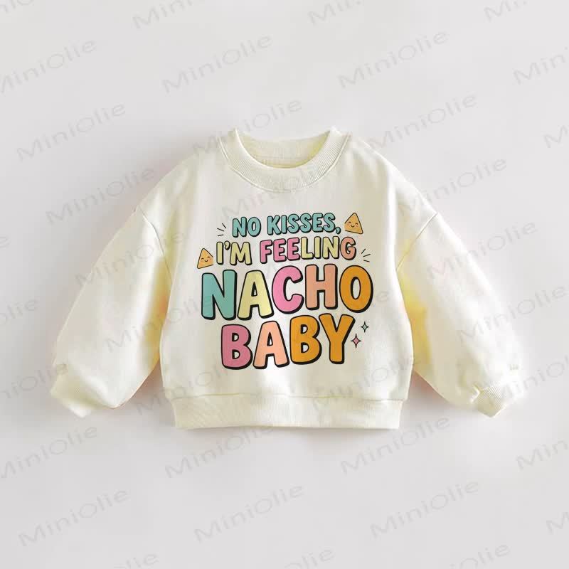 NO KISSES I'M FEELING NECHO BABY Baby Print Toddler Sweatshirt - Cream - 3-5T - image 1