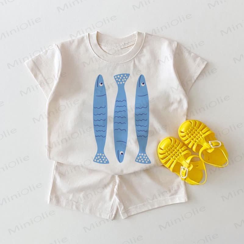  Baby Boys Fishes Print White 2-piece Set - White - 18-24M - image 1