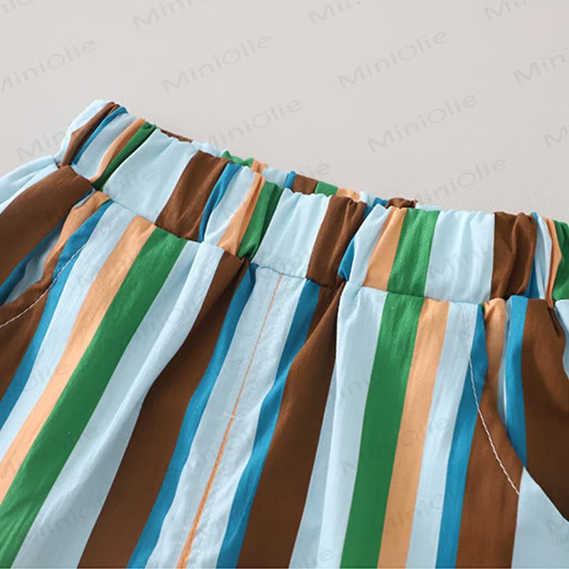 Toddler Cotton Pizza Print T-Shirt and Striped Shorts 2-piece Set - image 8