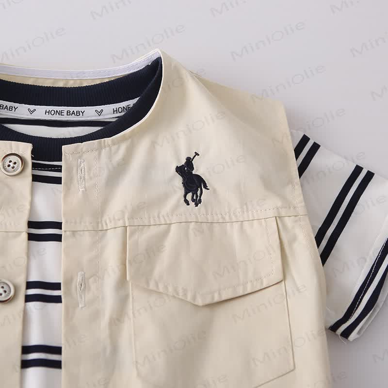 Toddler Boys Vest and Striped T-Shirt and Solid Color Shorts 3-piece Set - image 5