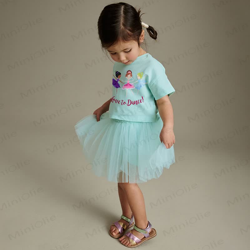 LOVE TO DANCE! Toddler Kid Girl Tee and Skirt Set - image 3