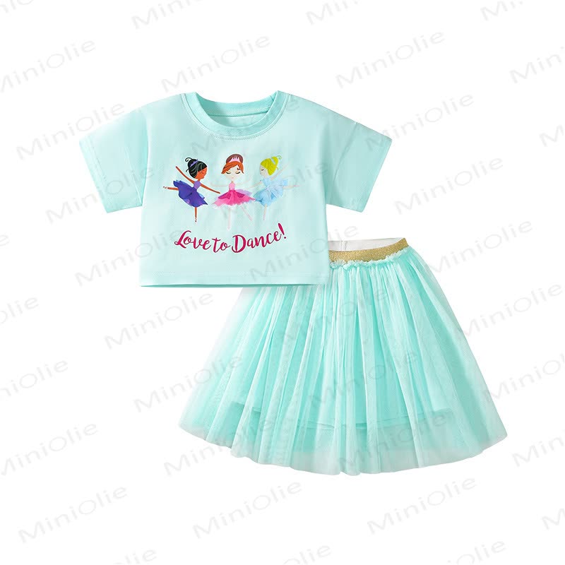 LOVE TO DANCE! Toddler Kid Girl Tee and Skirt Set - image 2
