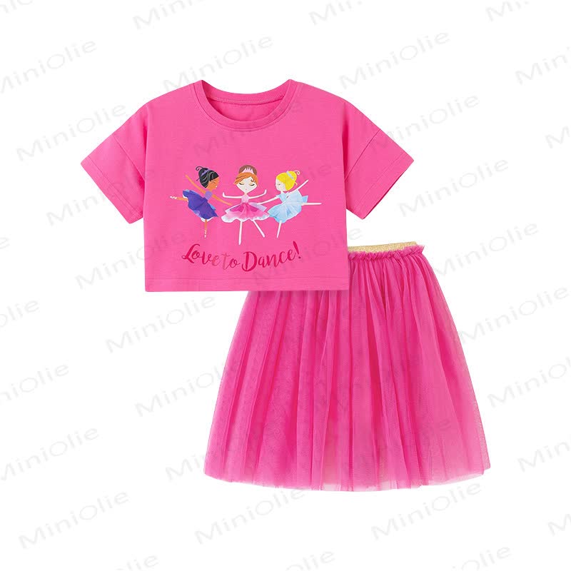 LOVE TO DANCE! Toddler Kid Girl Tee and Skirt Set - Pink - 7Y - image 6