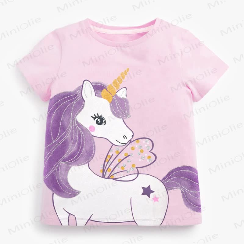  Toddler Kid Girl  Cotton Unicorn Short-Sleeve Set - image 2