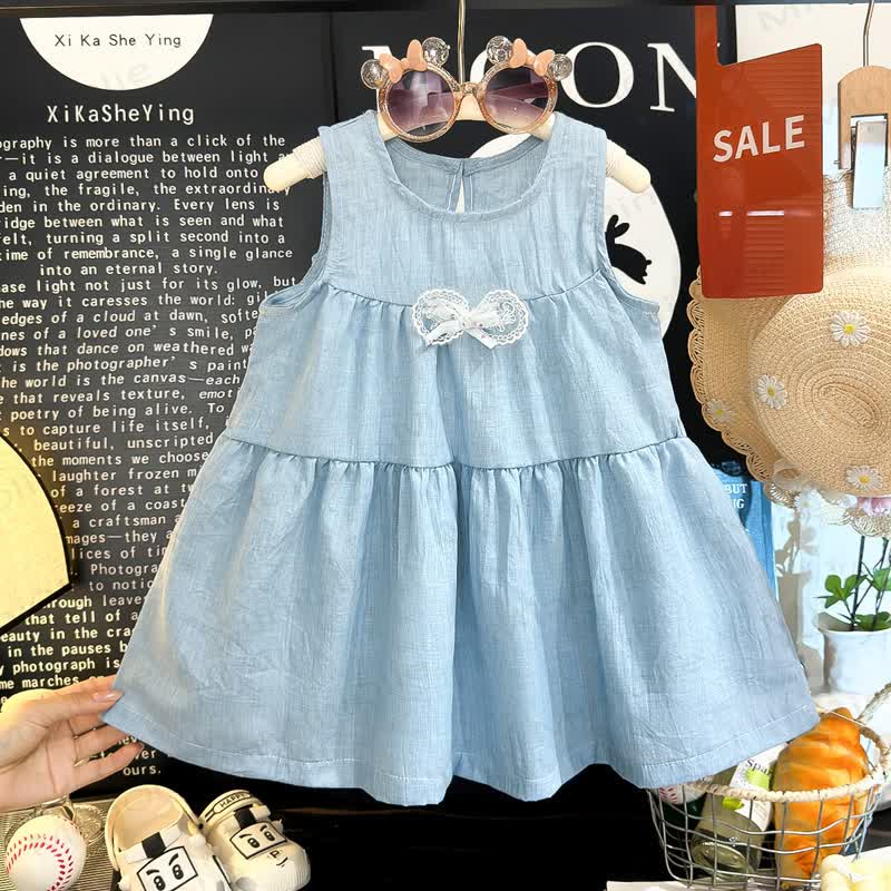 Toddler Girls Blue Tiered Bow Sleeveless Dress - Blue - 8-9T - image 1
