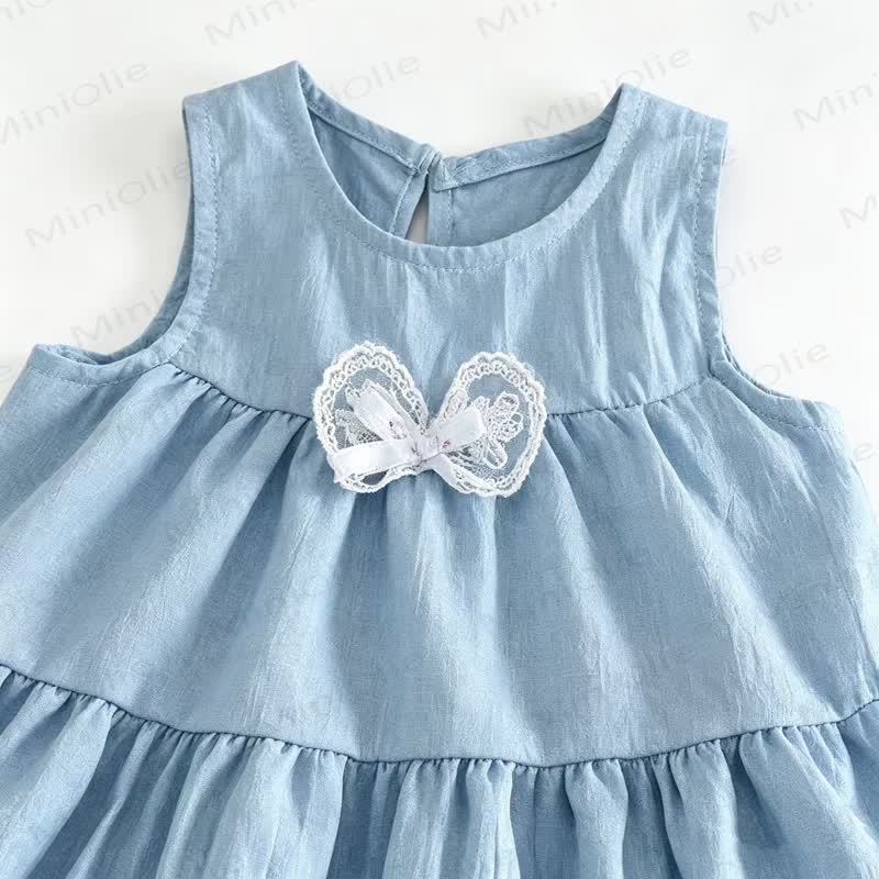 Toddler Girls Blue Tiered Bow Sleeveless Dress - image 2