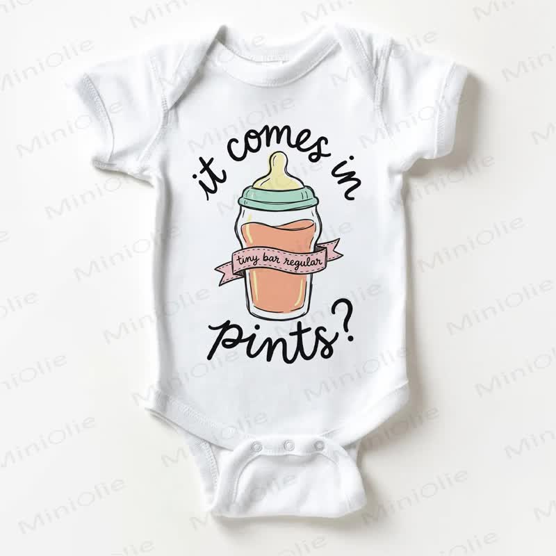IT COMES IN PINTS? Baby White Bodysuit - White - 18-24M - image 1
