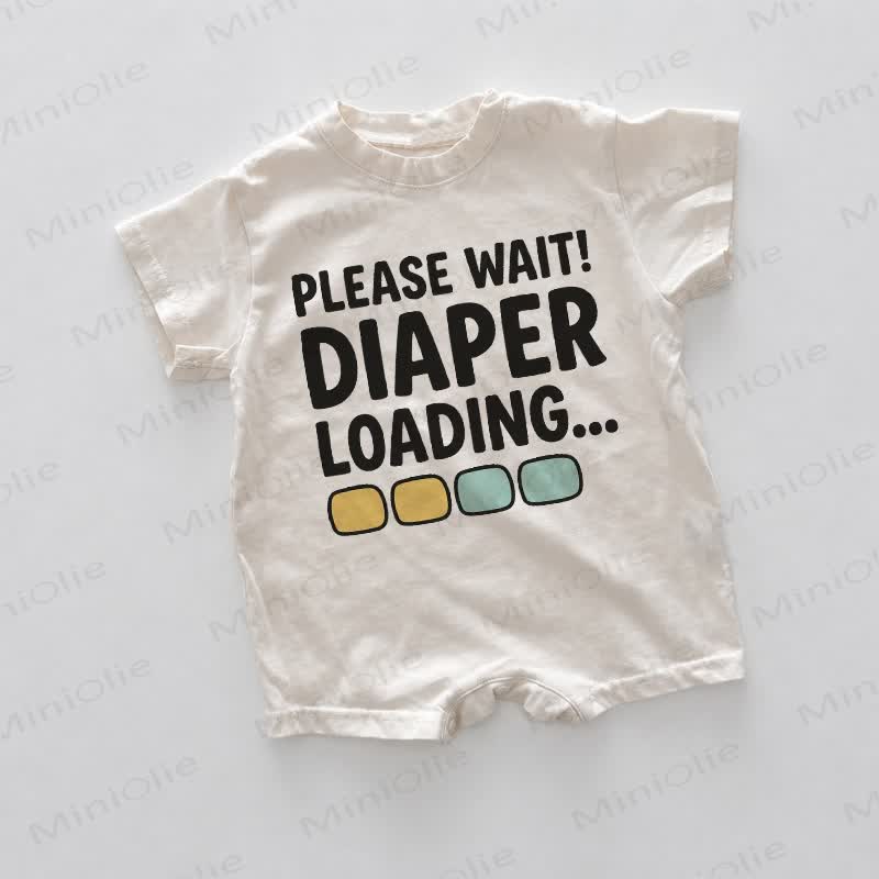 PLEASE WAIT! DIAPER LOADING... Baby White Romper - White - 18-24M - image 1