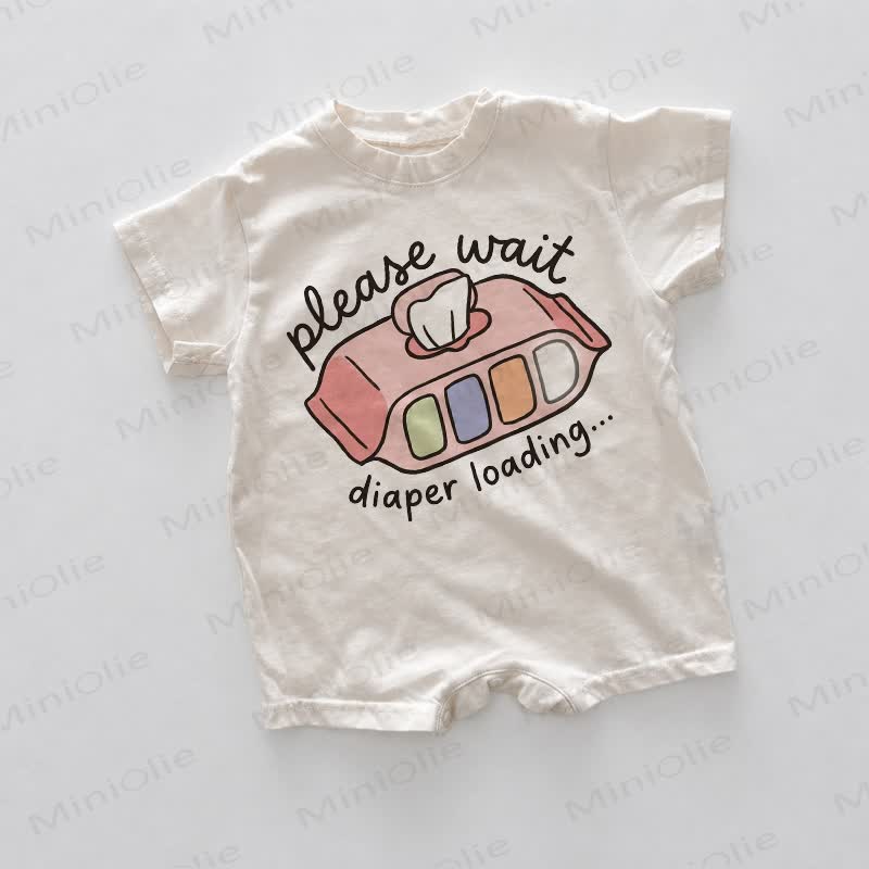 PLEASE WAIT DIAPER LOADING... Baby White Romper - White - 18-24M - image 1