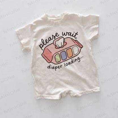 PLEASE WAIT DIAPER LOADING... Baby White Romper - White - 18-24M - image 1