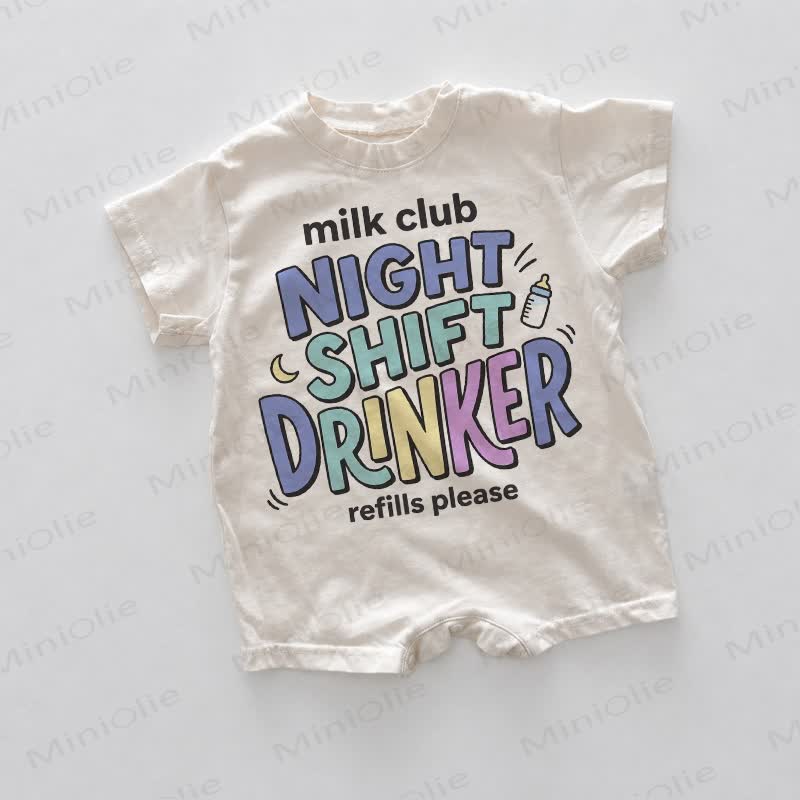 NIGHT SHIFT DRINKER Baby White Romper - White - 18-24M - image 1