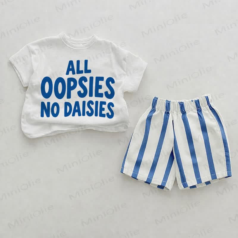 ALL OOPSIES NO DAISIES Baby Print Blue Vertical Striped 2-piece Shorts Set - White&Blue - 2-3T - image 1